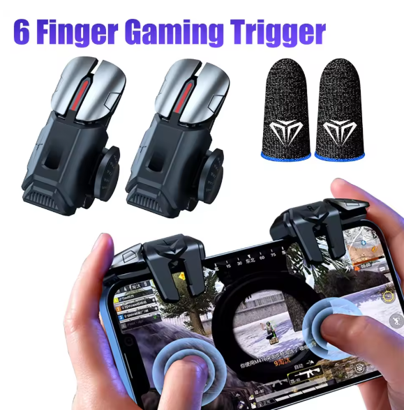 Mobile Gaming Metal Triggers – Pro Aim & 6-Finger Gaming Control