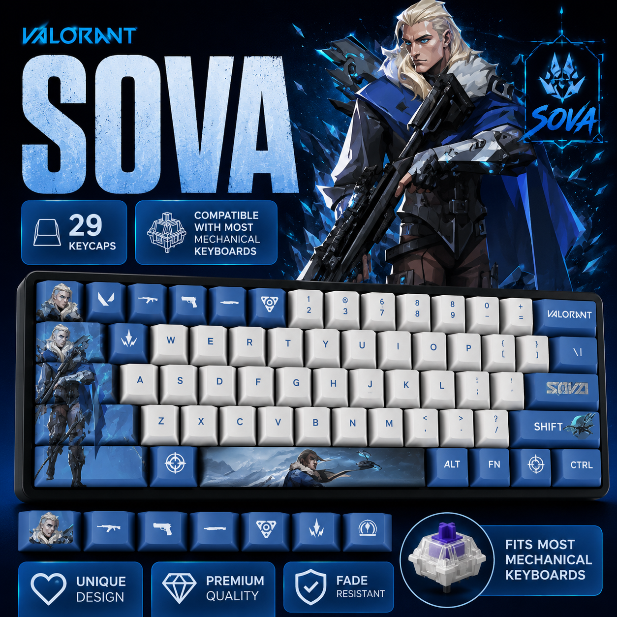 Fan Made - Sova Keycaps – Limited Edition (29/14 Keys)