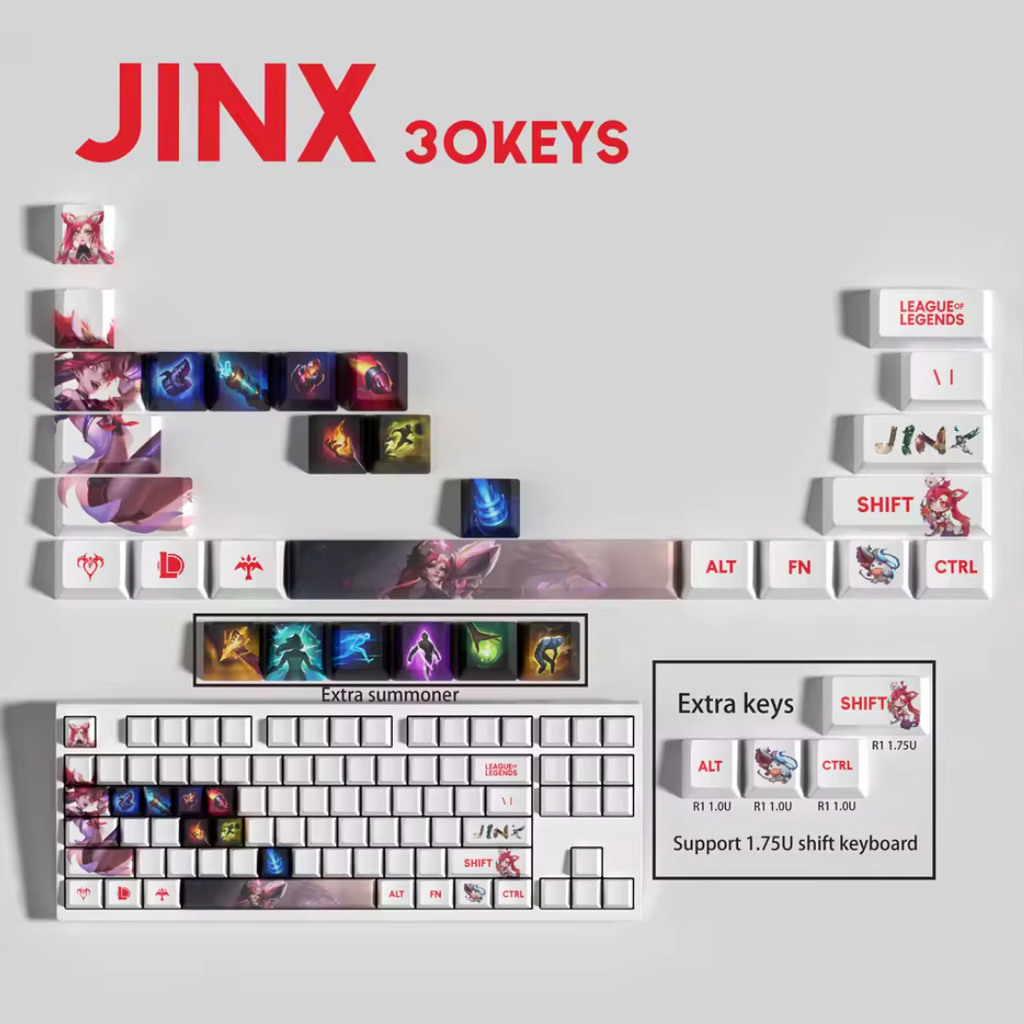 SPECIAL EDITION Fan-Made Jinx KEYCAPS – 30, 14, 12 keys