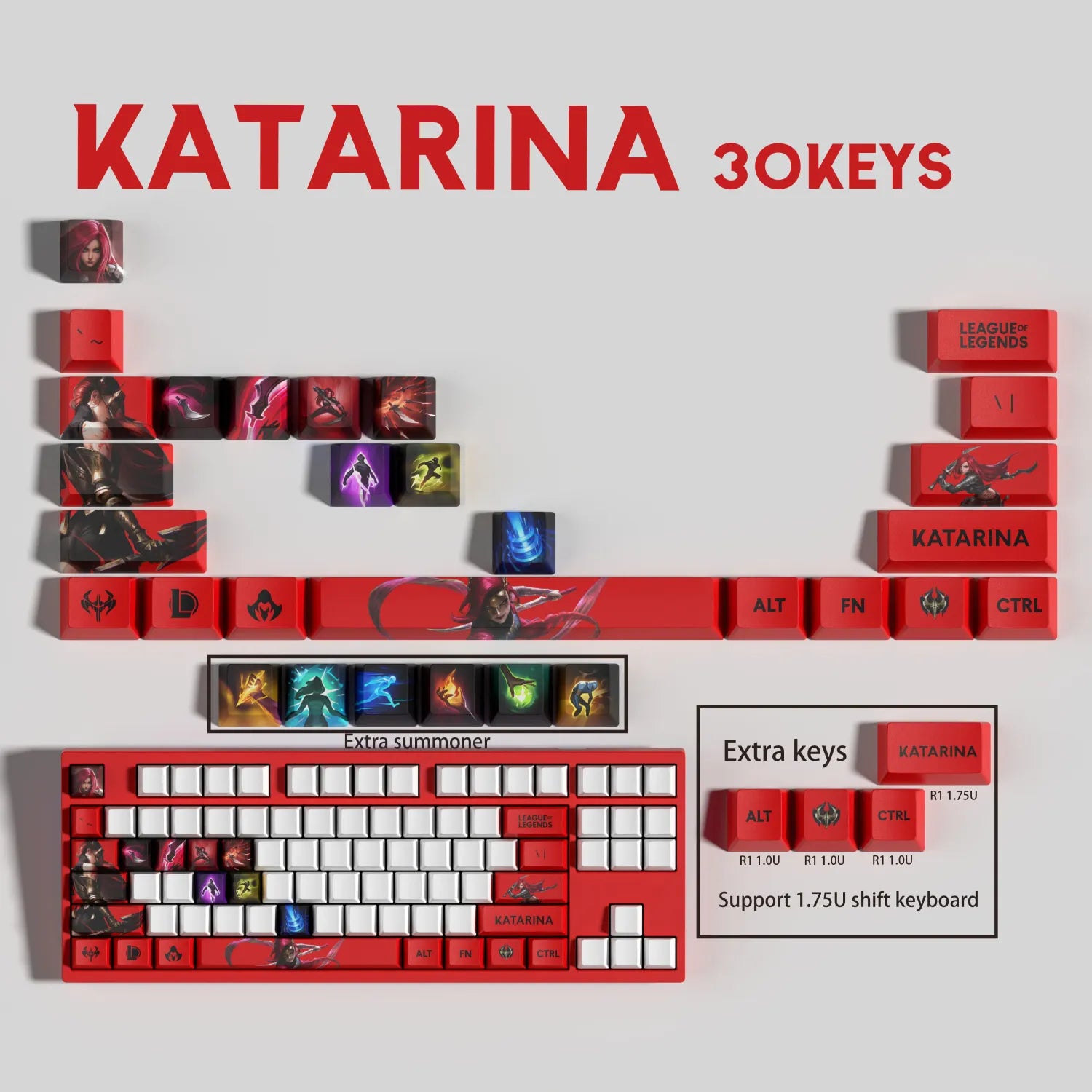 SPECIAL EDITION Fan-Made Katarina KEYCAPS – 30, 14, 12 keys