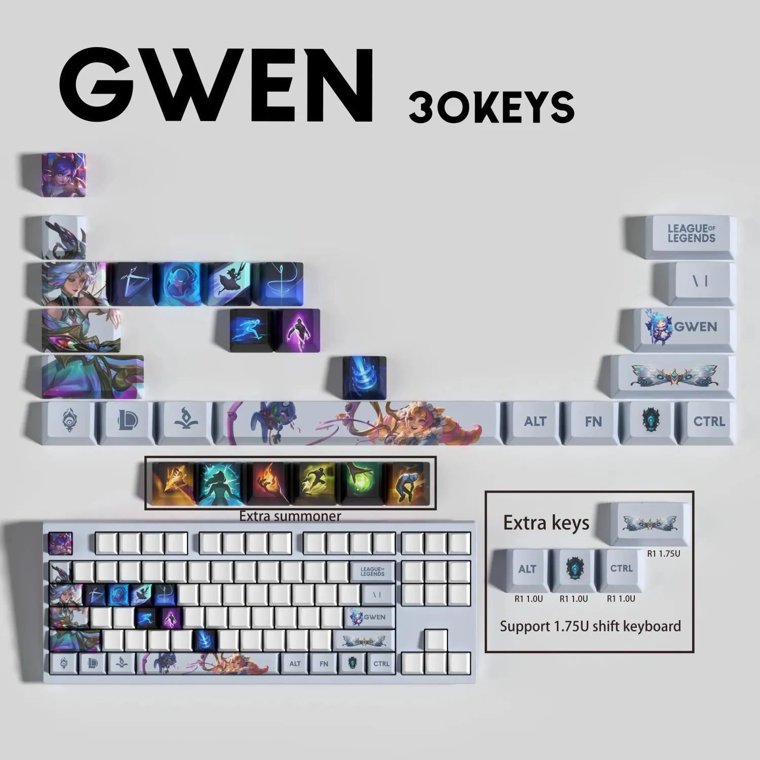 SPECIAL EDITION Fan-Made Gwen KEYCAPS – 30, 14, 12 keys