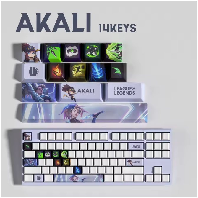 SPECIAL EDITION Fan-Made Akali KEYCAPS – 30, 14, 12 keys