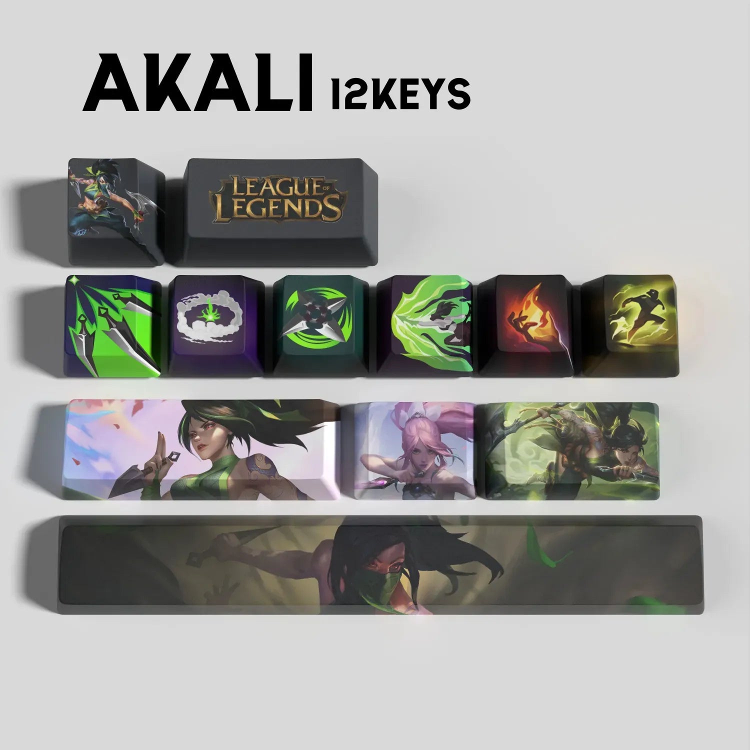 SPECIAL EDITION Fan-Made Akali KEYCAPS – 30, 14, 12 keys