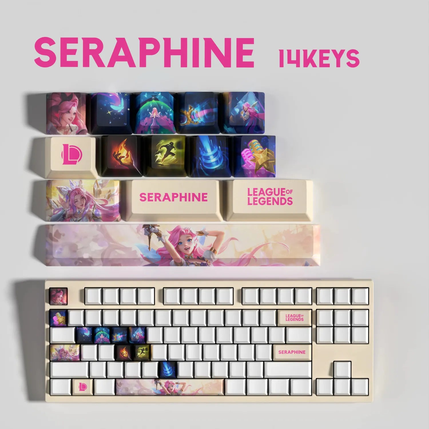 SPECIAL EDITION Fan-Made Seraphine KEYCAPS – 30,14, 12 Keys