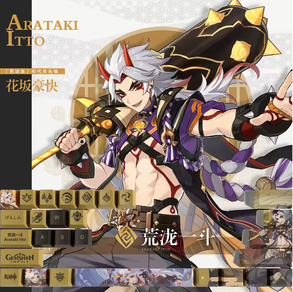 Genshin Impact Arataki Itto Keycaps – Limited Edition (29/13 Keys)