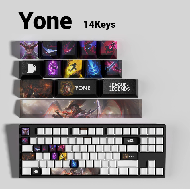 SPECIAL EDITION Fan-Made Yone KEYCAPS – 30, 14, 12 keys