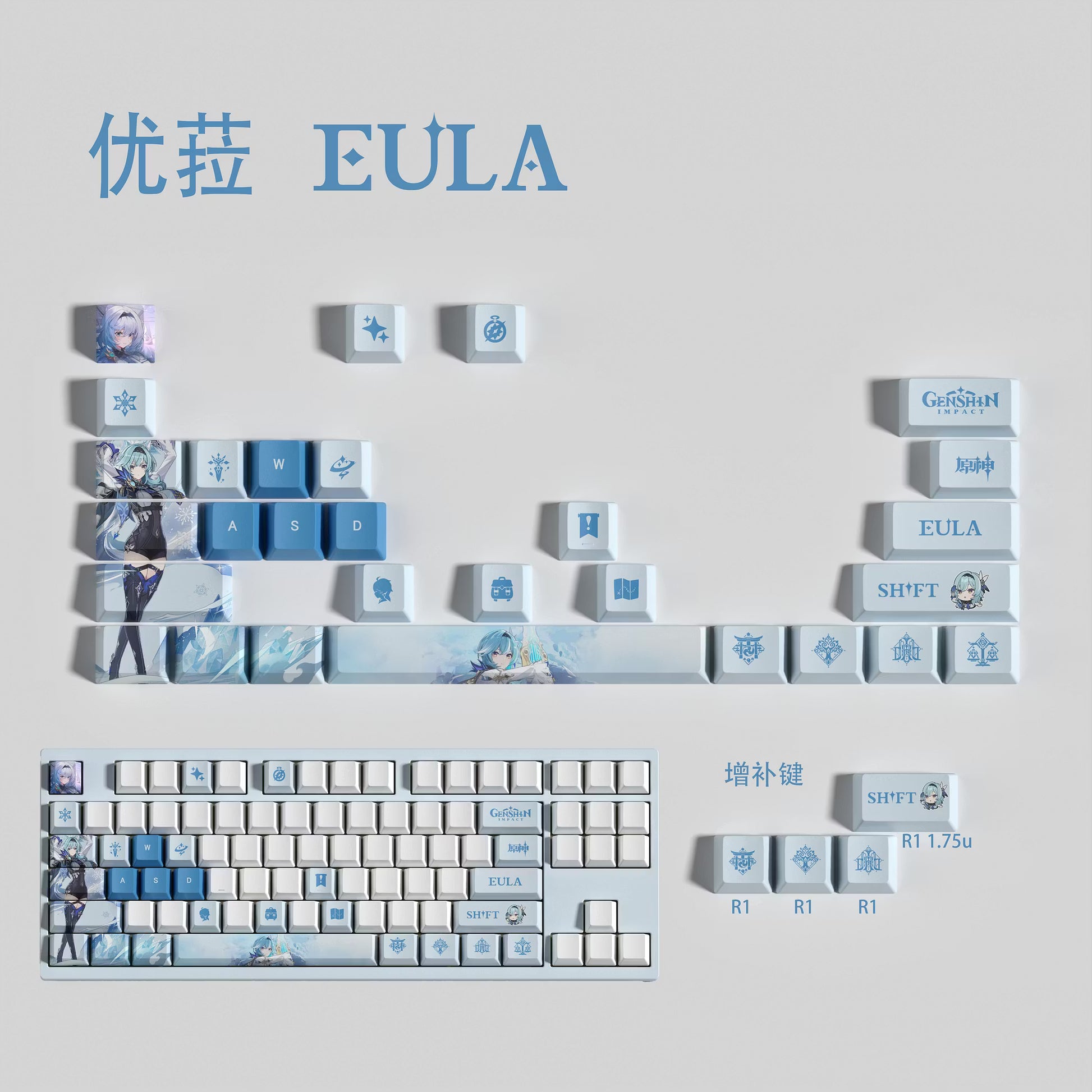 Genshin Impact Eula Keycaps – Limited Edition (29/13 Keys)