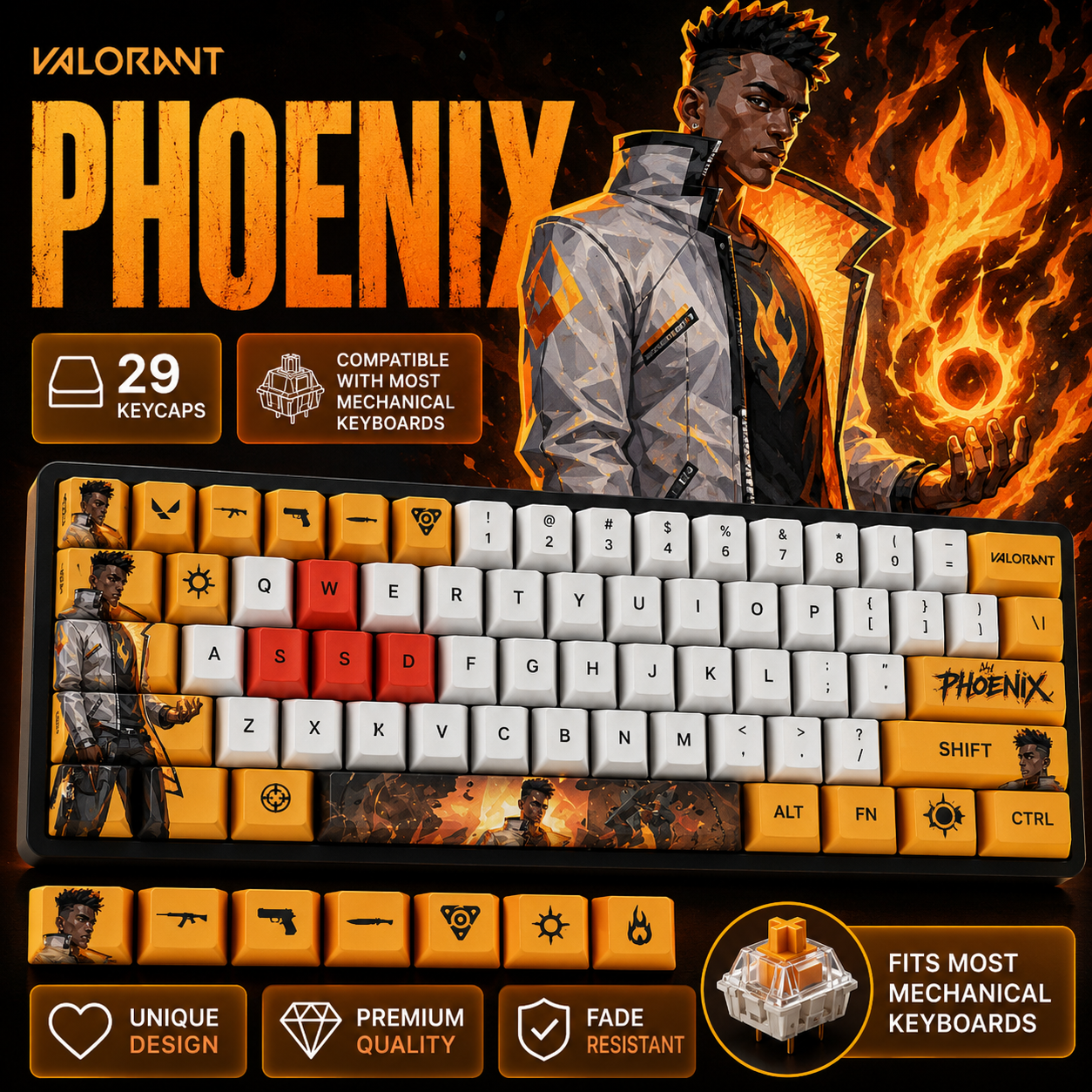 Fan Made - Phoenix Keycaps – Limited Edition (29/14 Keys)