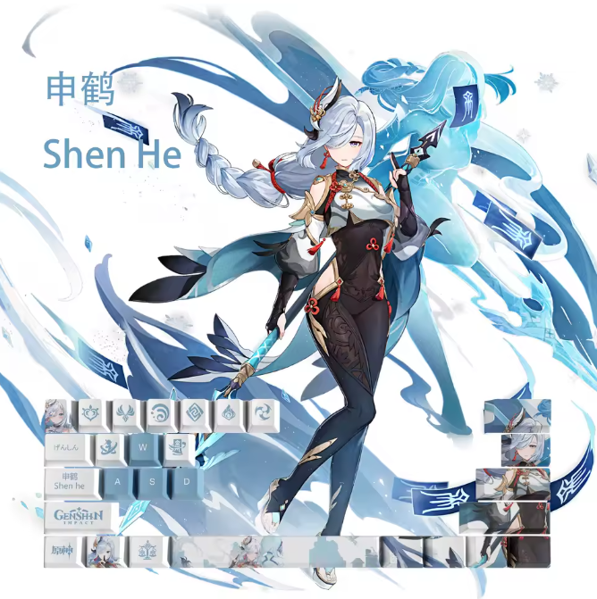 Genshin Impact Shen He Keycaps – Limited Edition (29/13 Keys)