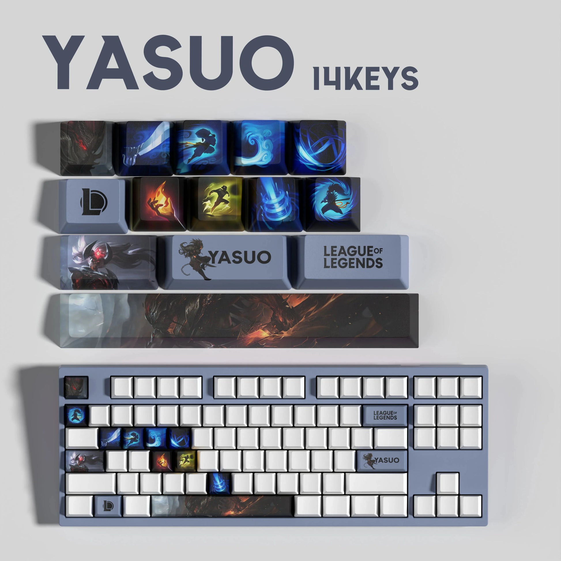 SPECIAL EDITION Fan-Made Yasuo KEYCAPS – 30, 14, 12 keys