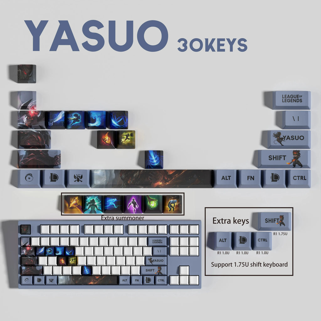 SPECIAL EDITION Fan-Made Yasuo KEYCAPS – 30, 14, 12 keys