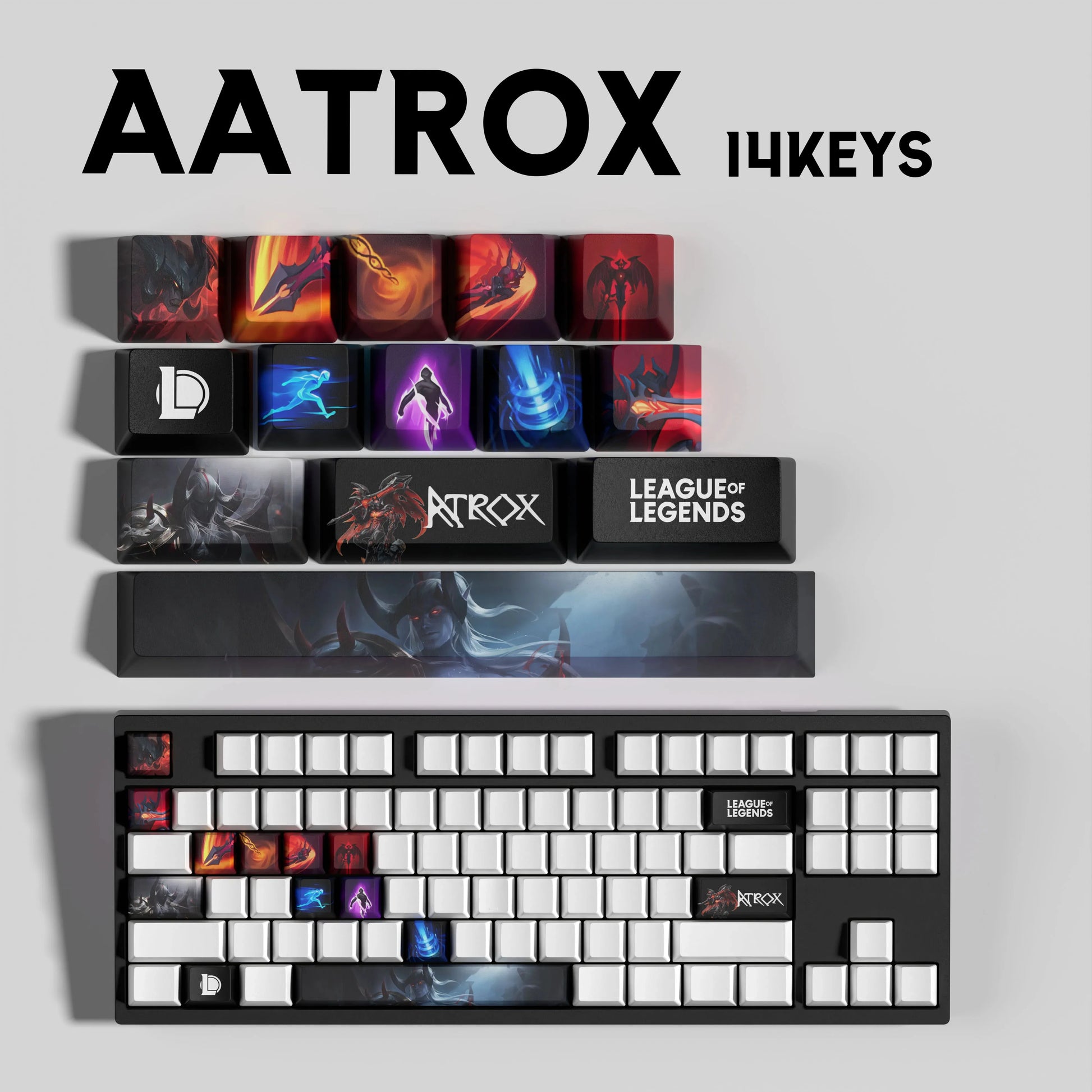 SPECIAL EDITION Fan-Made Aatrox KEYCAPS – 30, 14, 12 keys
