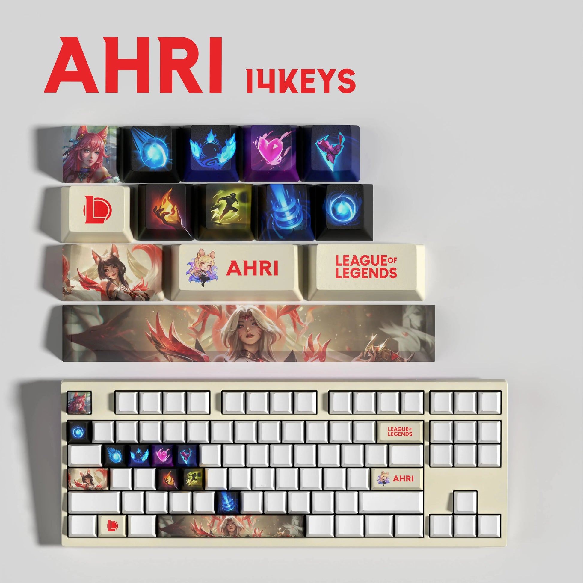 SPECIAL EDITION Fan-Made Ahri KEYCAPS – 30, 14, 12 keys