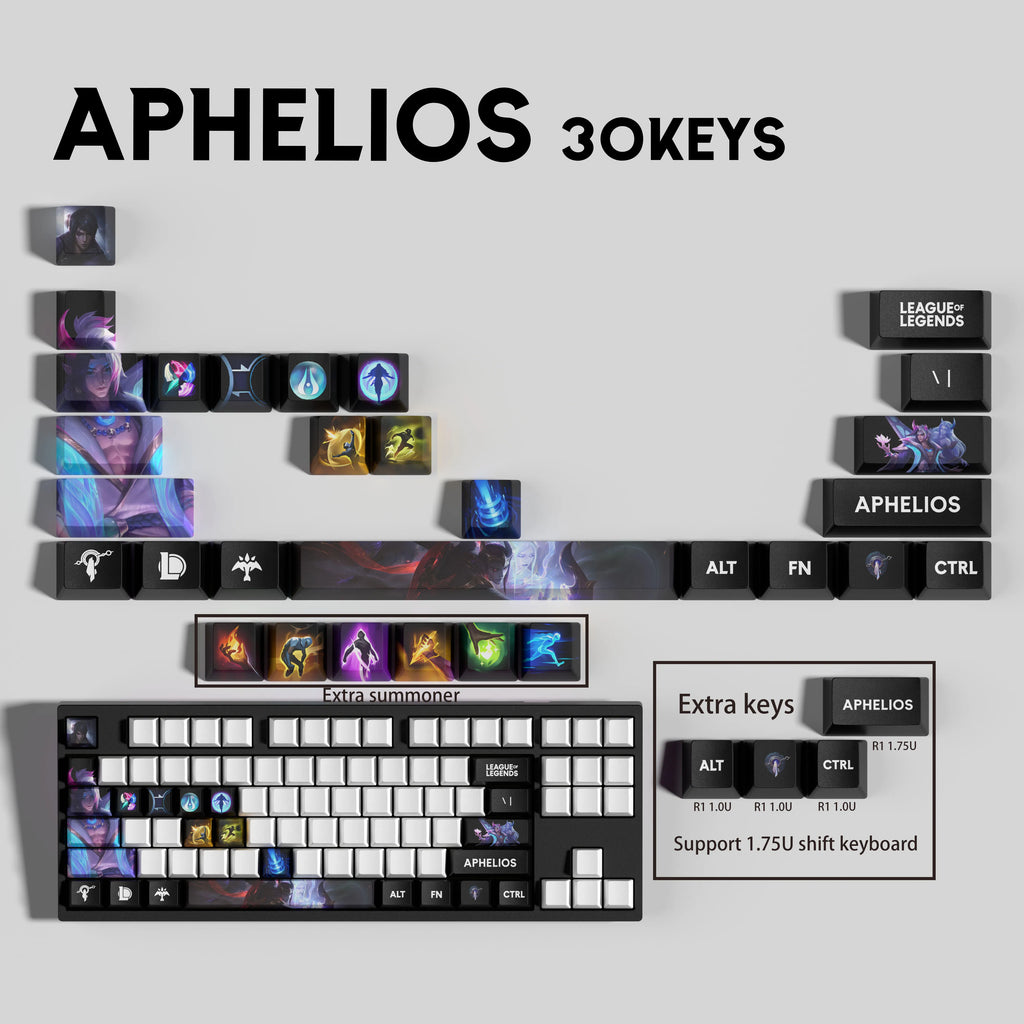 SPECIAL EDITION Fan-Made Aphelios KEYCAPS – 30, 14, 12 keys