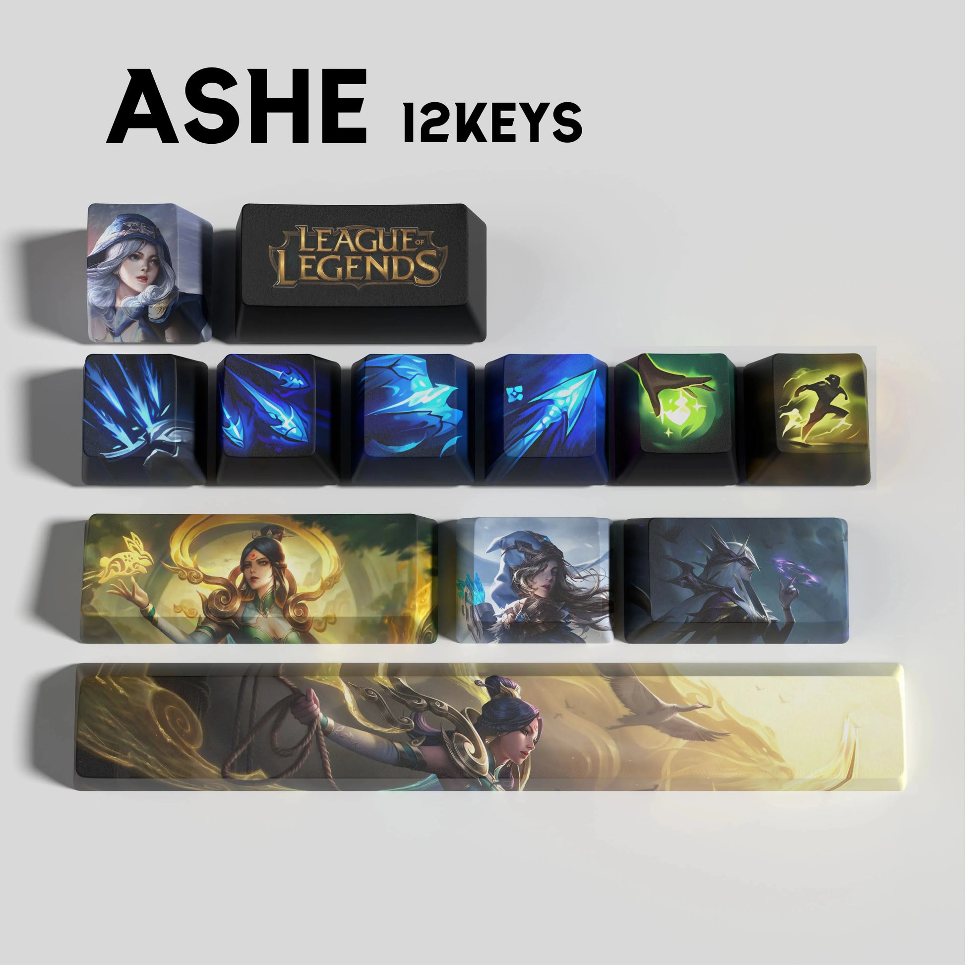 SPECIAL EDITION Fan-Made Ashe KEYCAPS – 30, 14, 12 keys