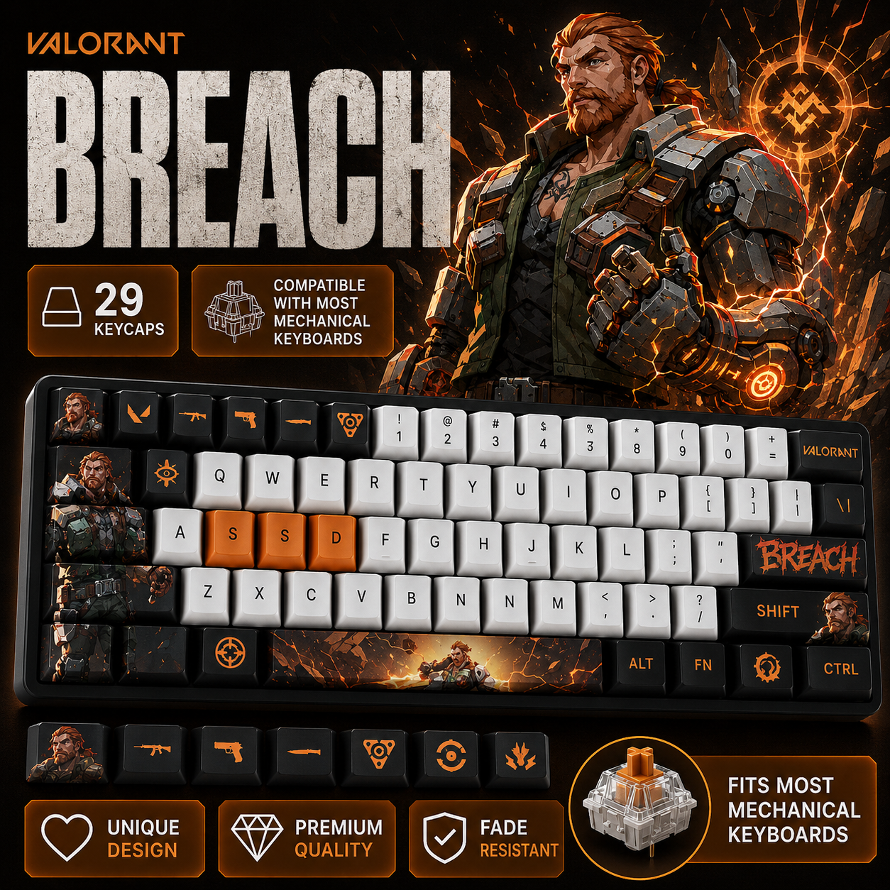 Fan Made - Breach Keycaps – Limited Edition (29/14 Keys)