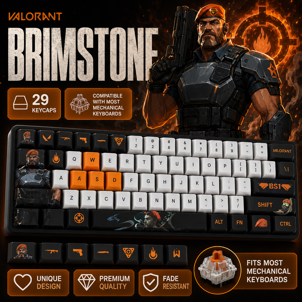 Fan Made - Brimstone Keycaps – Limited Edition (29/14 Keys)