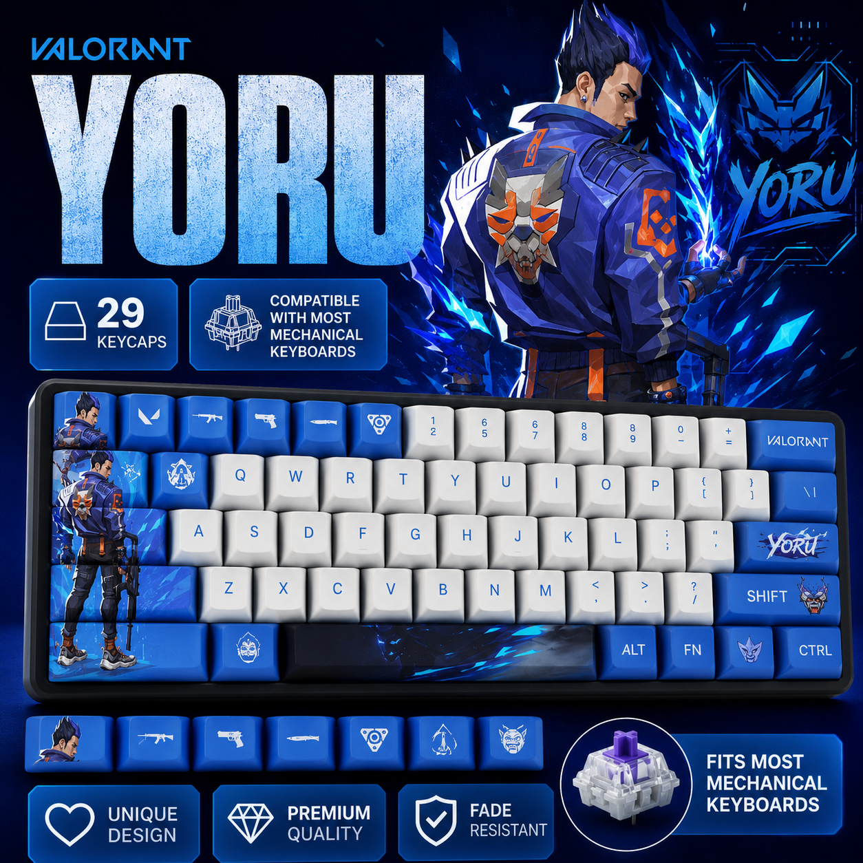 Fan Made - Yoru Keycaps – Limited Edition (29/14 Keys)