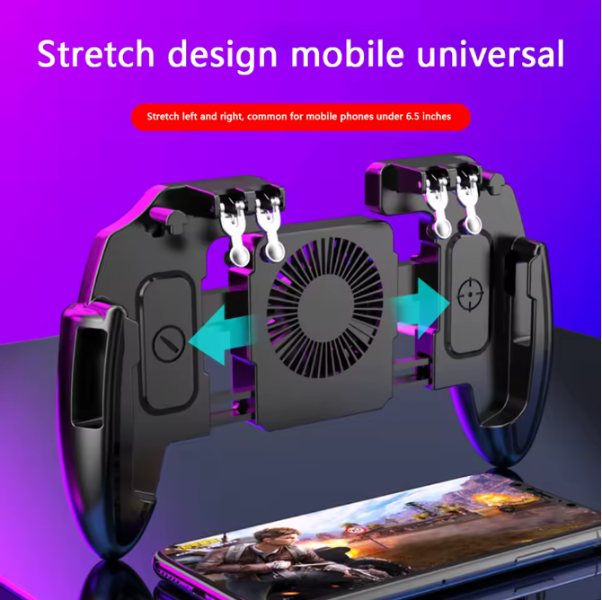 Mobile Gaming Controller with Cooling Fan – Pro 6-Finger Setup