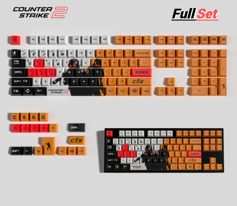 Custom CS2-Inspired Keycaps – Pro Gamer Edition (14 / 29 / Full Set)