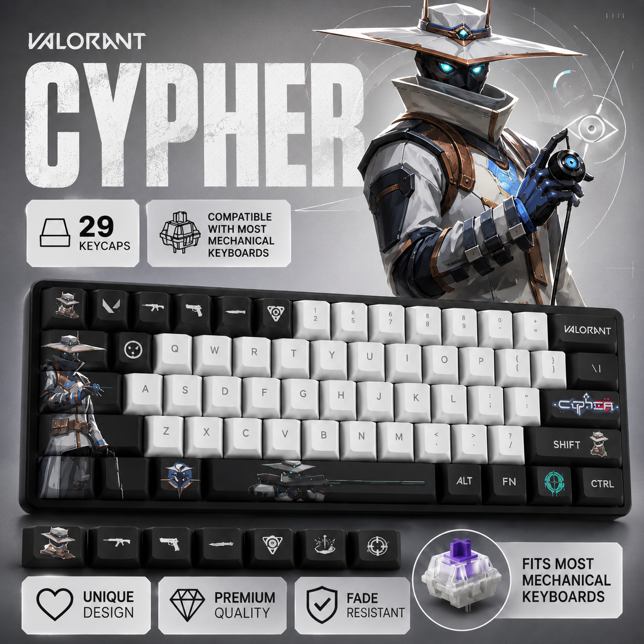 Fan Made - Cypher Keycaps – Limited Edition (29/14 Keys)