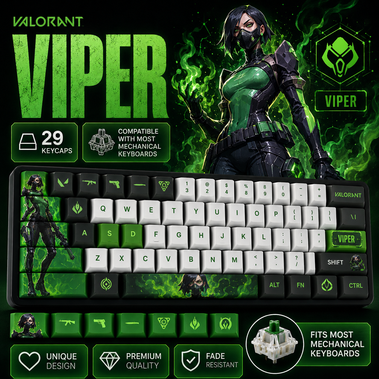 Fan Made - Viper Keycaps – Limited Edition (29/14 Keys)