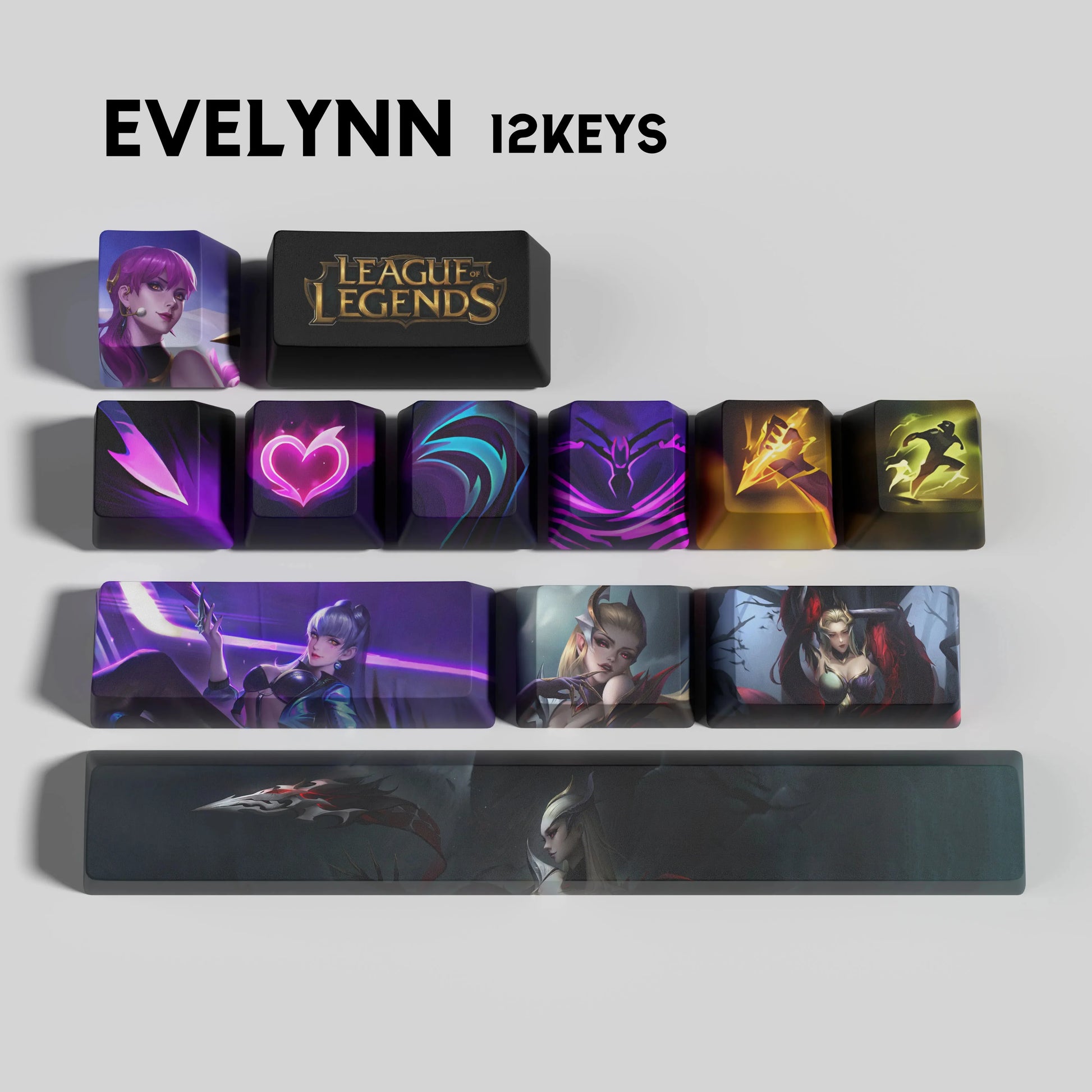 SPECIAL EDITION Fan-Made Evelynn KEYCAPS – 30, 14, 12 keys
