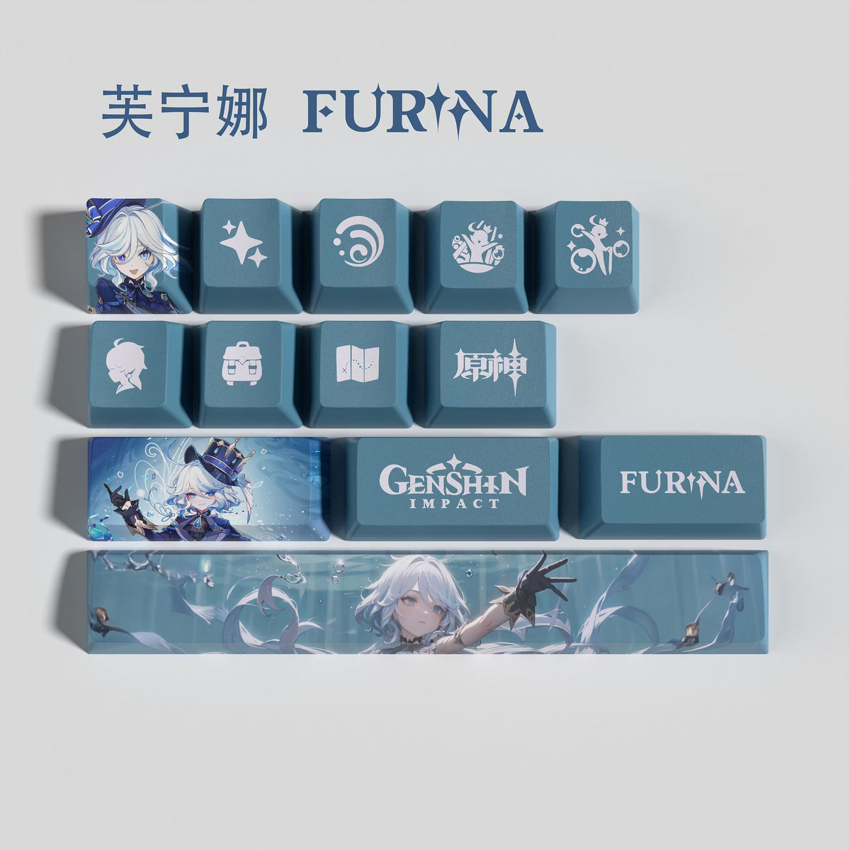 Genshin Impact FURINA Keycaps – Limited Edition (29/13 Keys)
