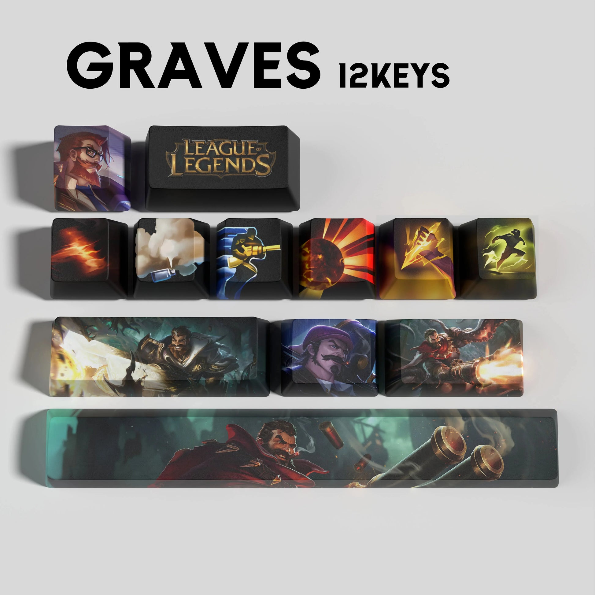 SPECIAL EDITION Fan-Made Graves KEYCAPS – 30, 14, 12 keys