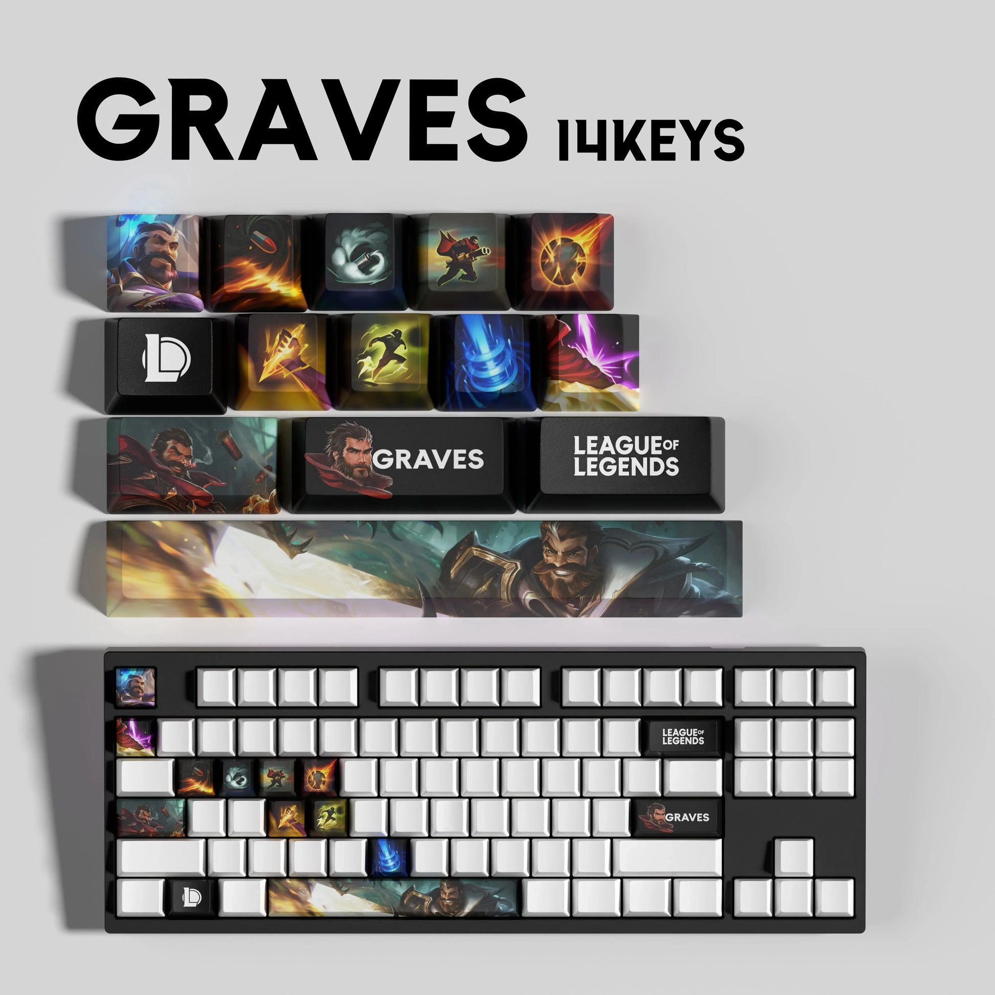 SPECIAL EDITION Fan-Made Graves KEYCAPS – 30, 14, 12 keys