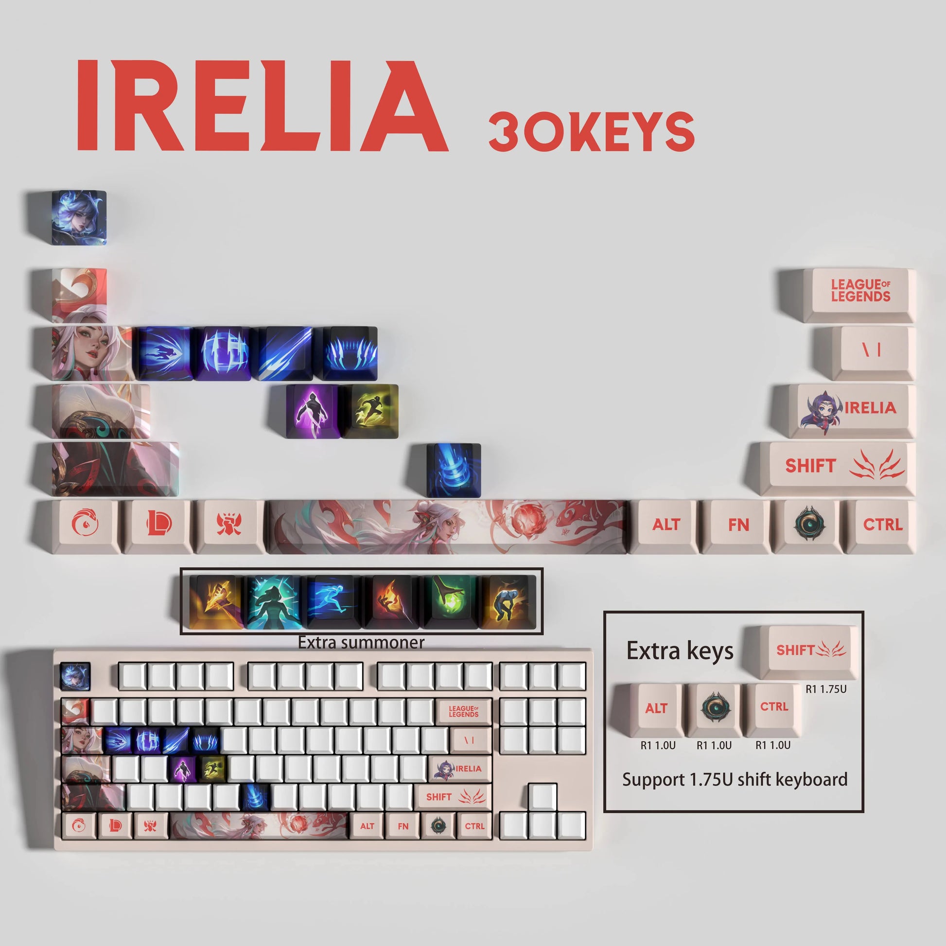 SPECIAL EDITION Fan-Made Irelia KEYCAPS – 30, 14, 12 keys