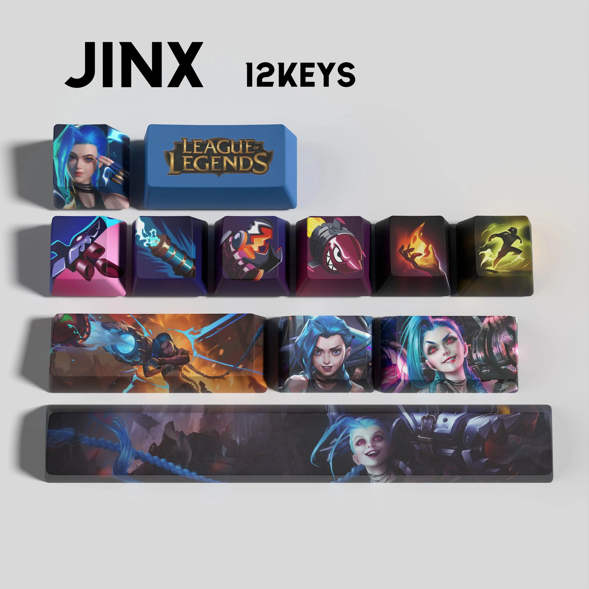 SPECIAL EDITION Fan-Made Jinx KEYCAPS – 30, 14, 12 keys