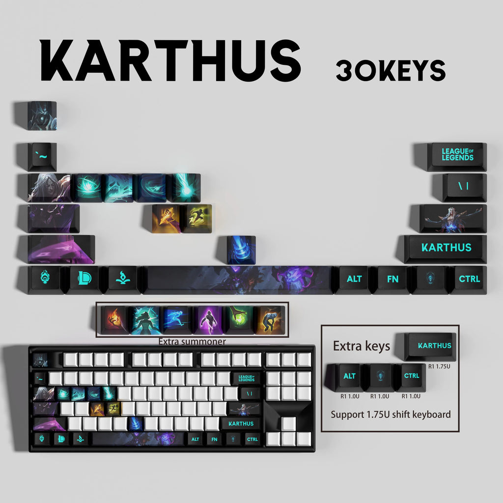 SPECIAL EDITION Fan-Made Karthus KEYCAPS – 30, 14 keys