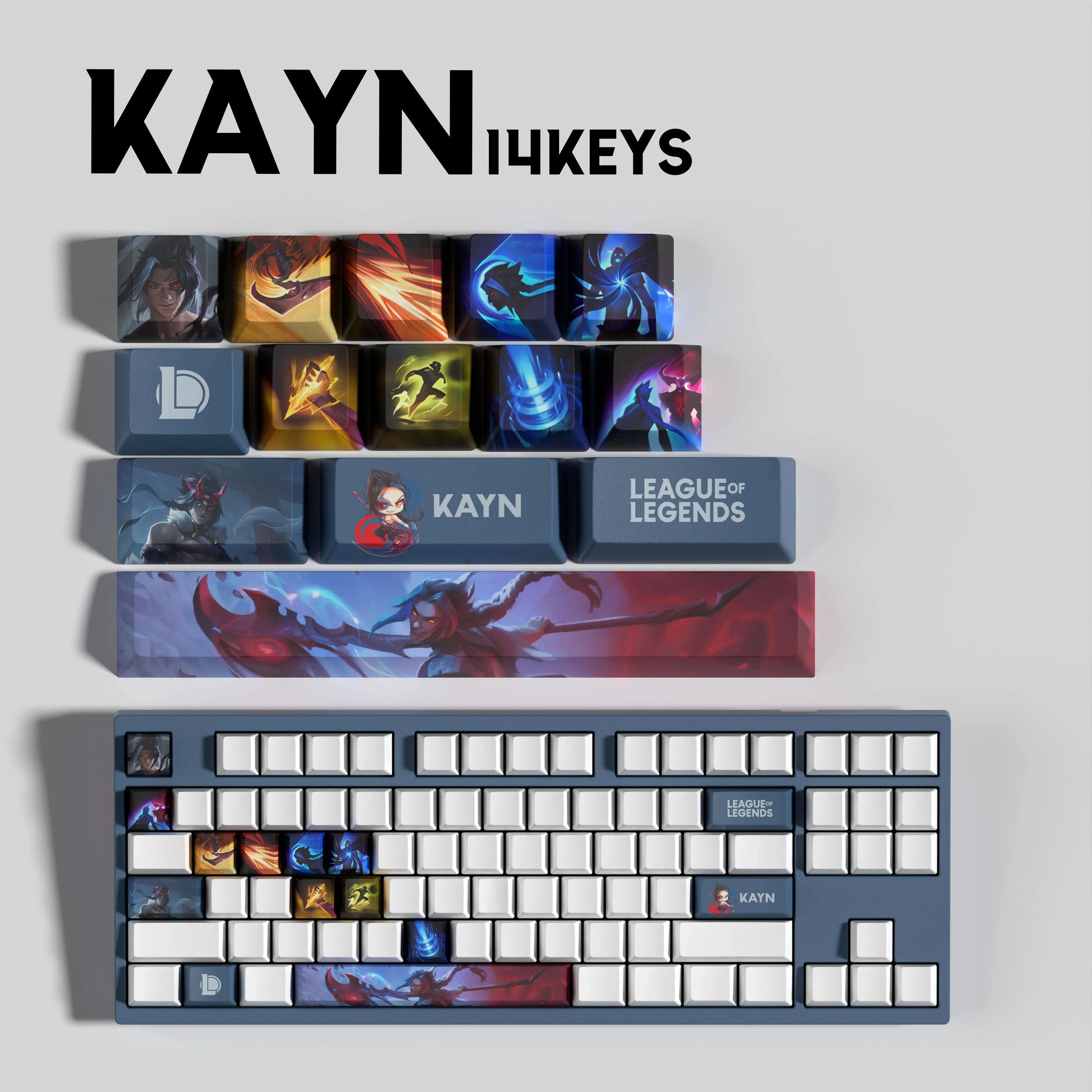 SPECIAL EDITION Fan-Made Kayn KEYCAPS – 30, 14, 12 keys