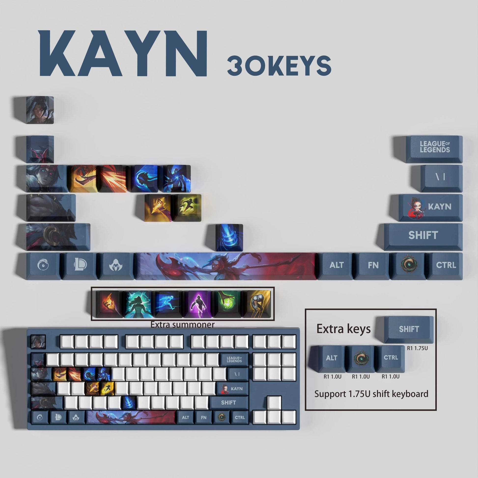 SPECIAL EDITION Fan-Made Kayn KEYCAPS – 30, 14, 12 keys