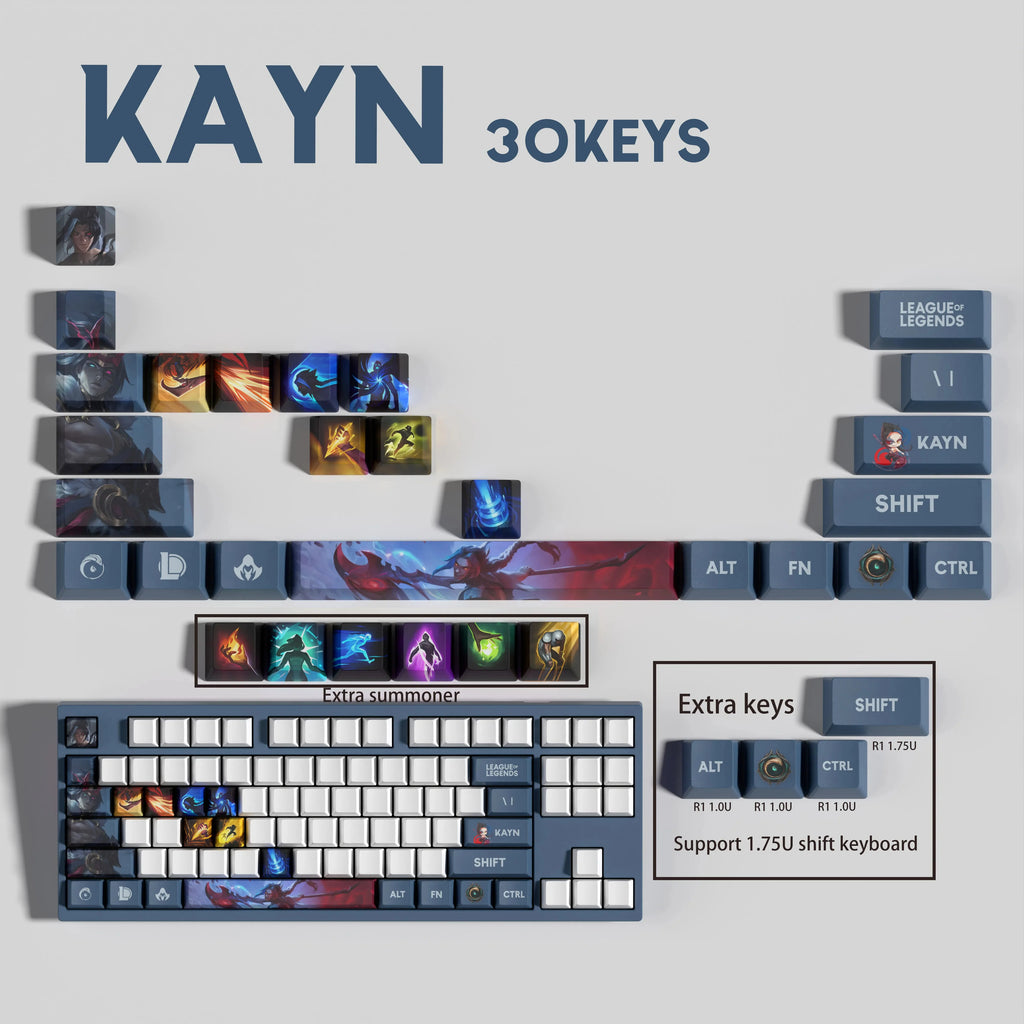 SPECIAL EDITION Fan-Made Kayn KEYCAPS – 30, 14, 12 keys
