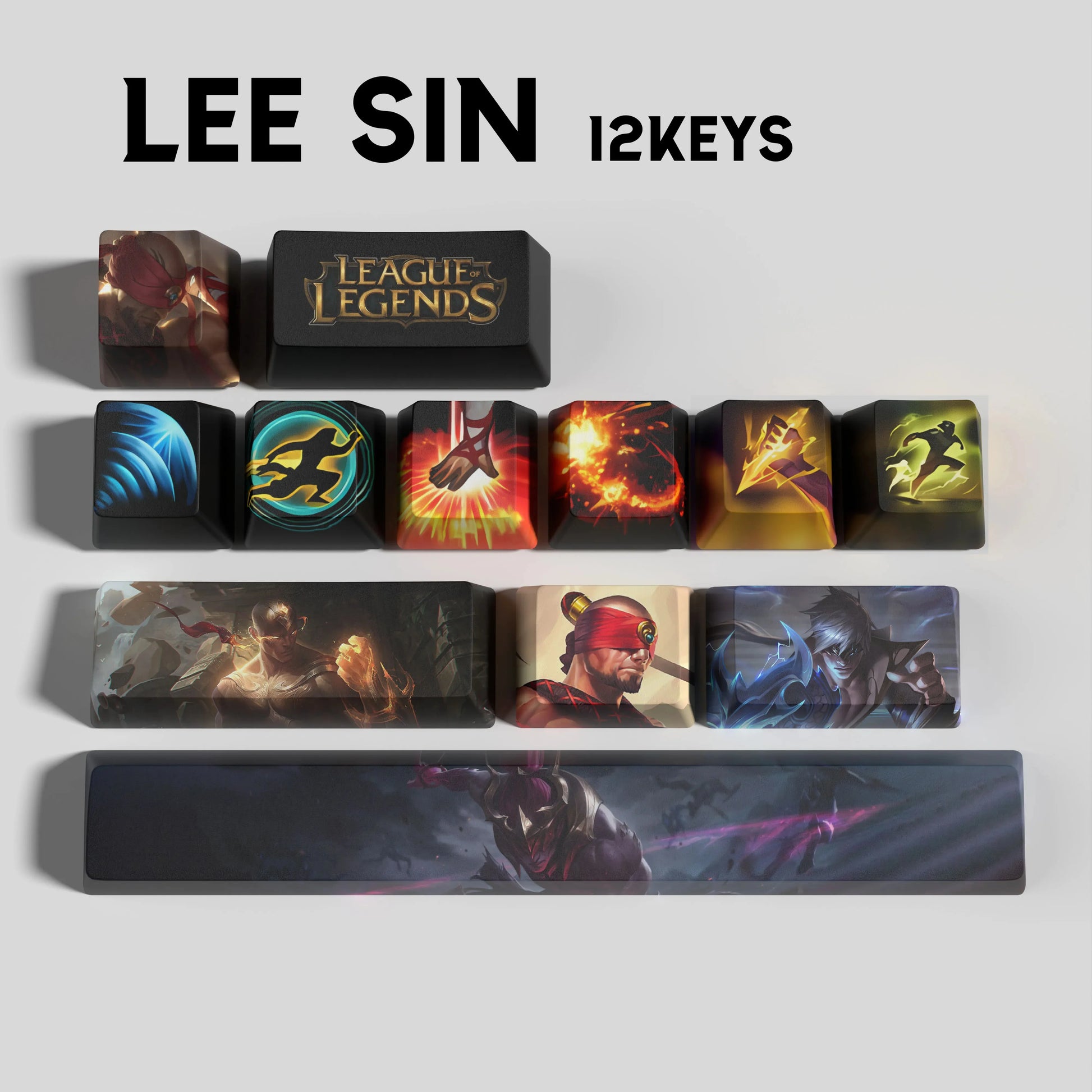 SPECIAL EDITION Fan-Made Lee Sin KEYCAPS – 30, 14, 12 keys