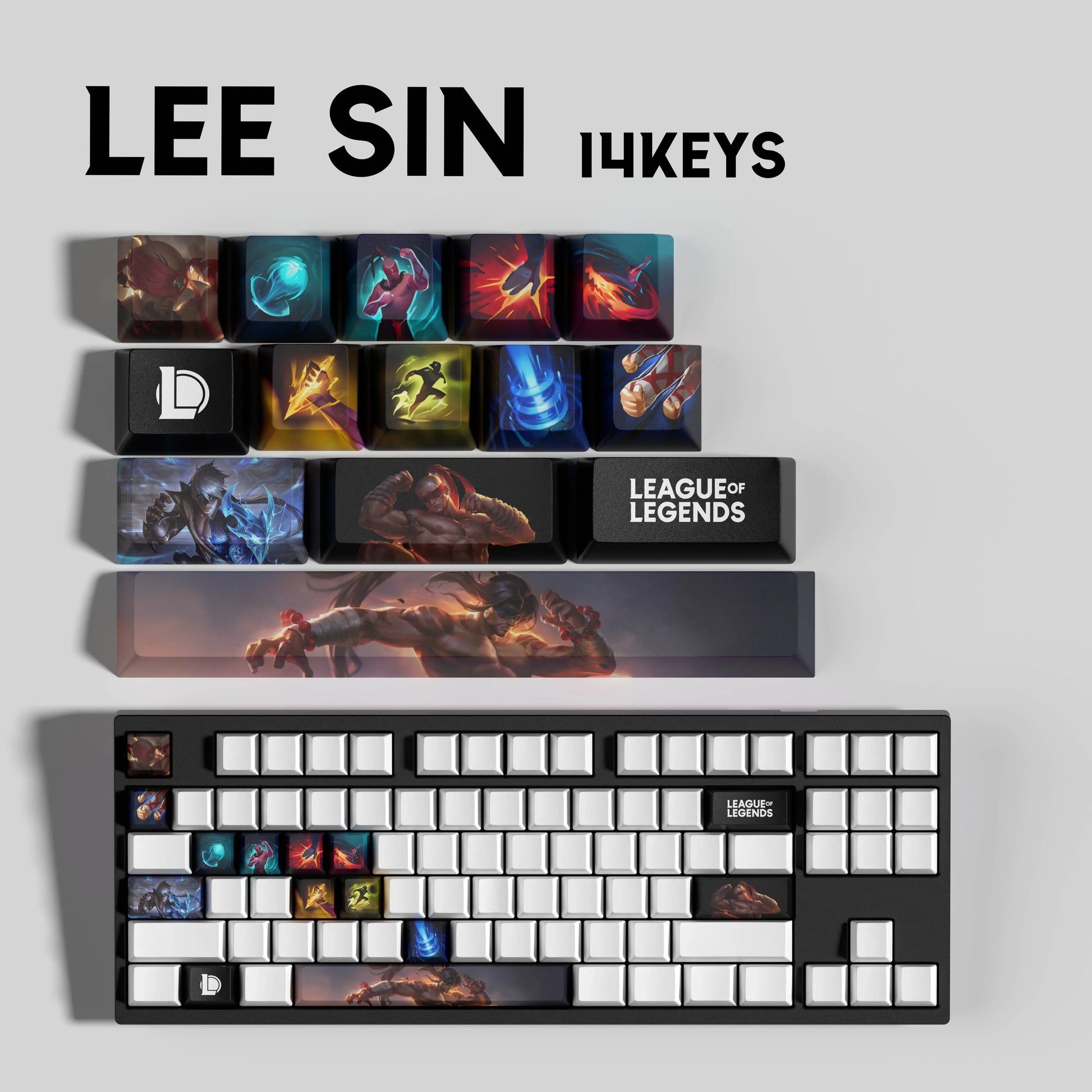 SPECIAL EDITION Fan-Made Lee Sin KEYCAPS – 30, 14, 12 keys