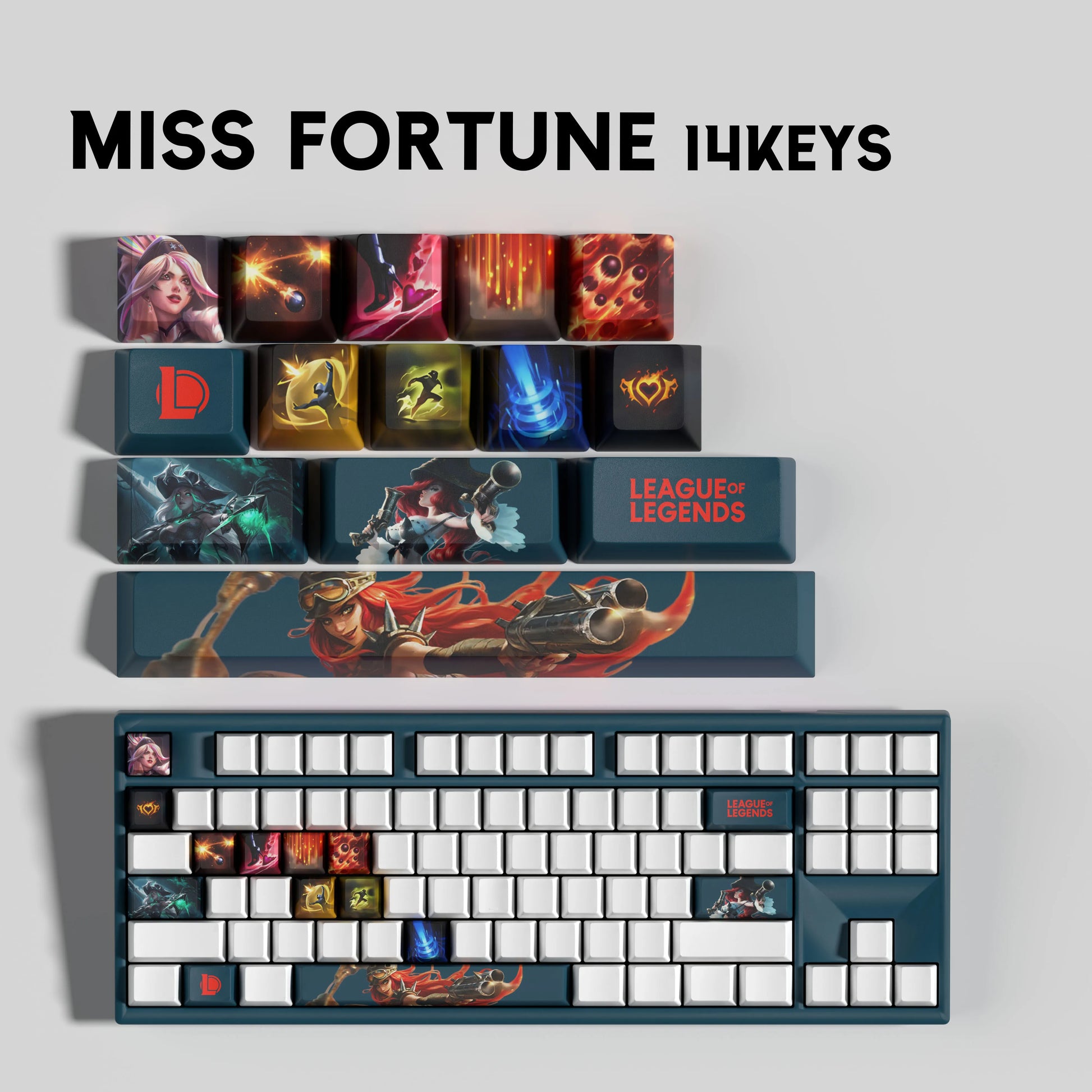 SPECIAL EDITION Fan-Made Miss Fortune KEYCAPS – 30, 14 keys