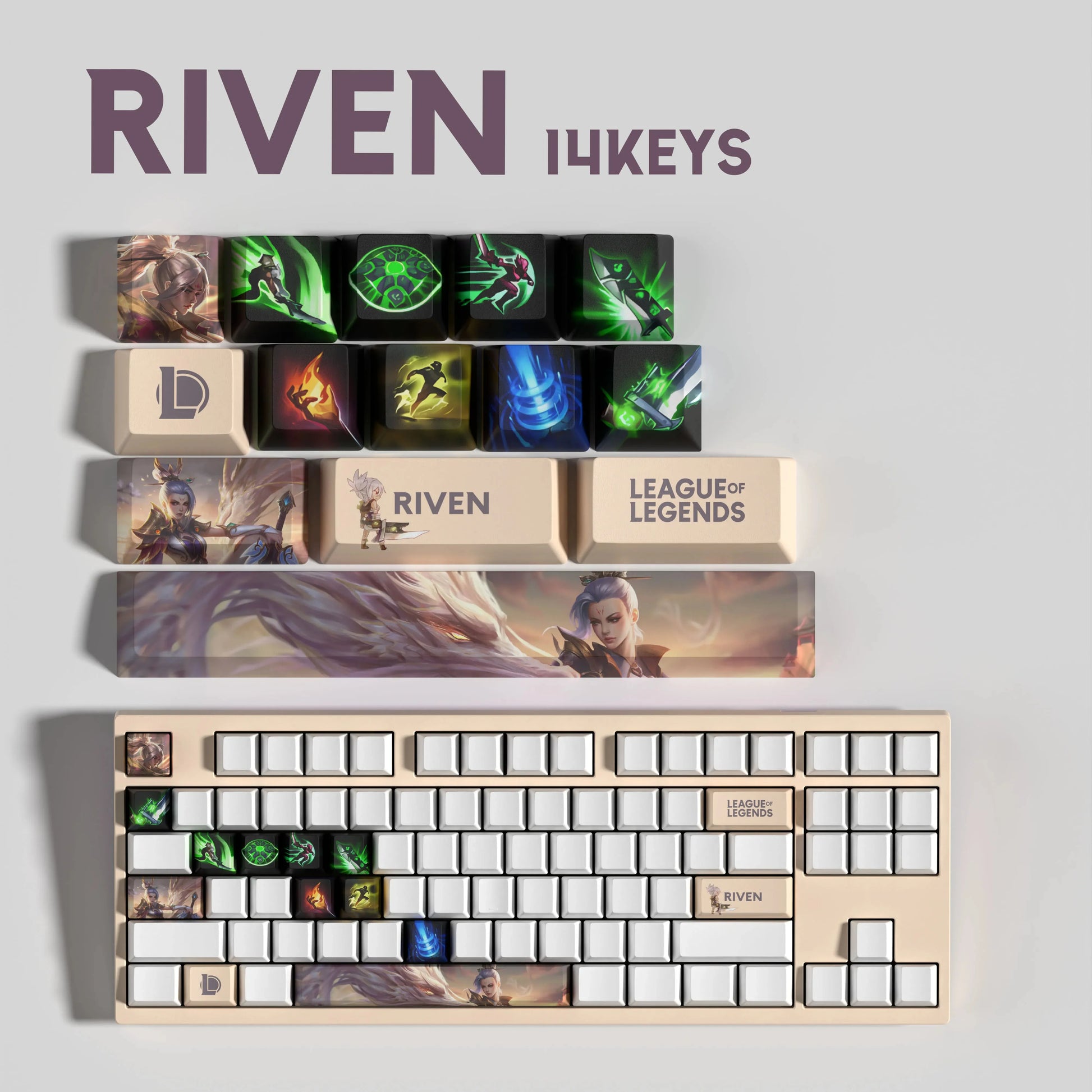 SPECIAL EDITION Fan-Made RIVEN KEYCAPS – 30, 14, 12 keys