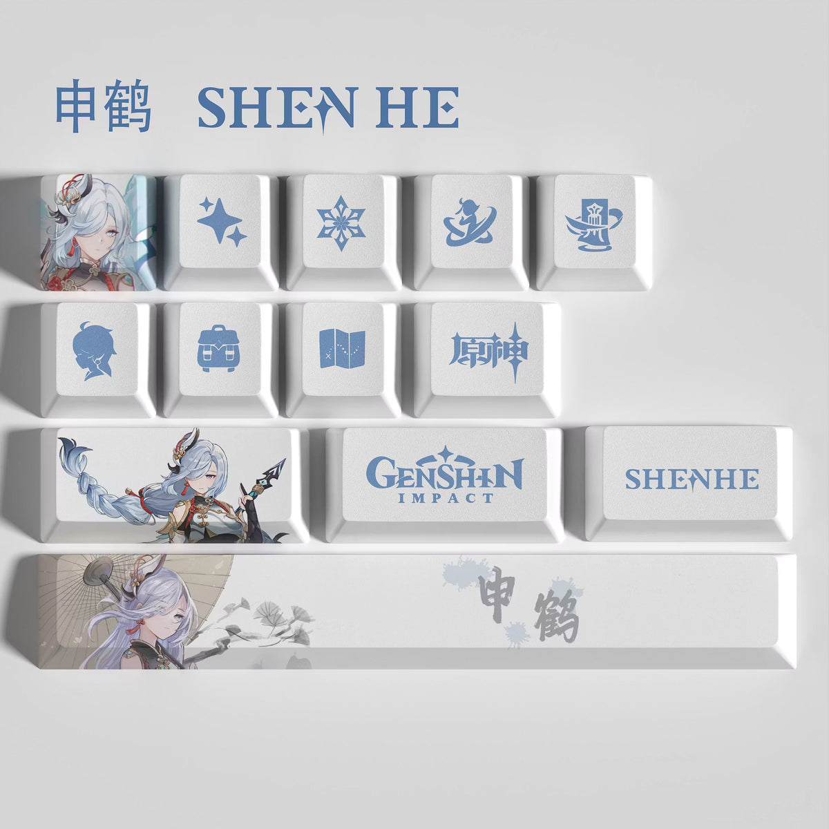 Genshin Impact Shen He Keycaps – Limited Edition (29/13 Keys)