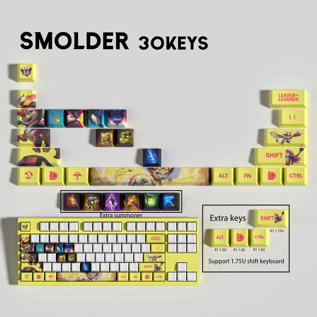 SPECIAL EDITION Fan-Made Smolder KEYCAPS – 30, 14, keys