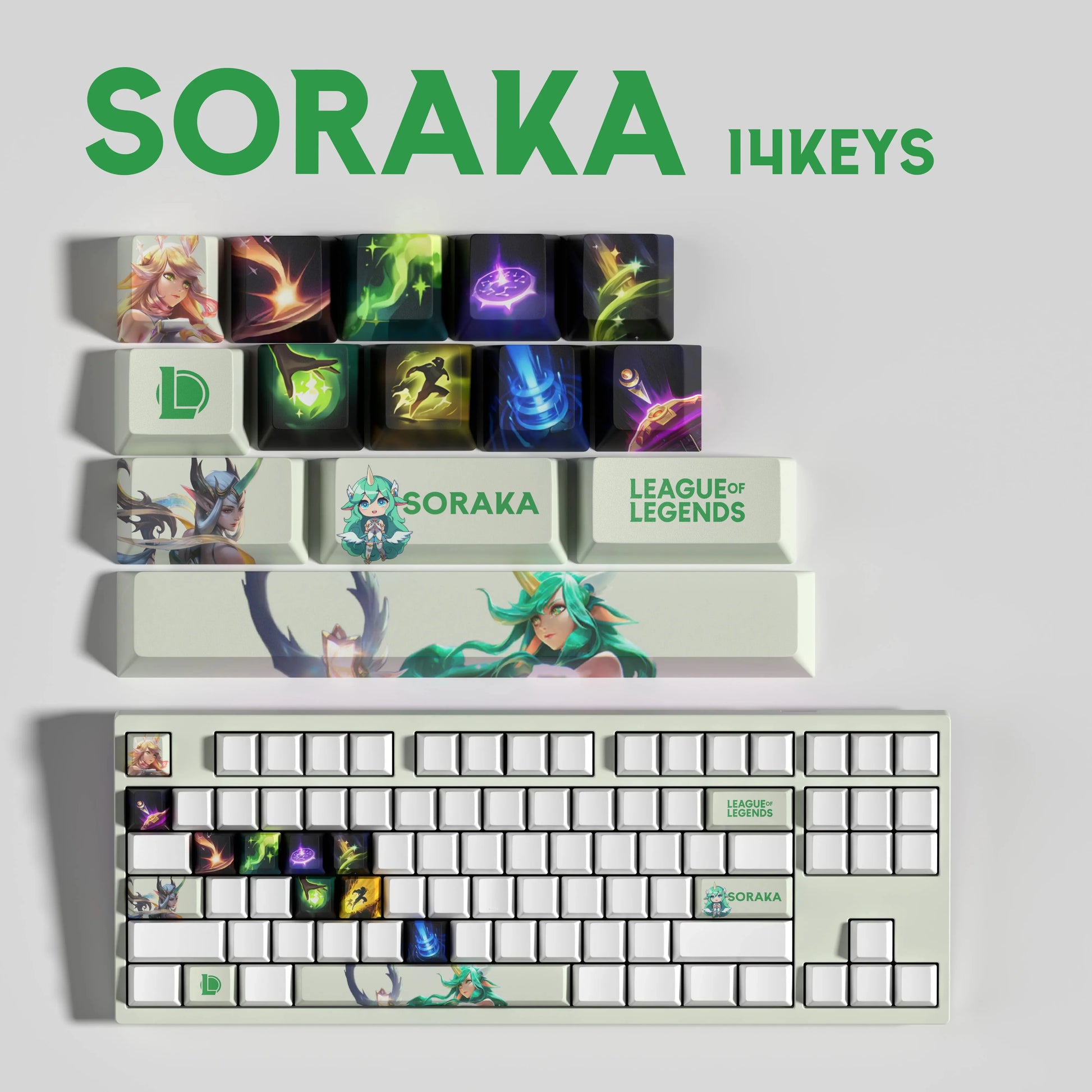 SPECIAL EDITION Fan-Made Soraka KEYCAPS – 30, 14, 12 keys