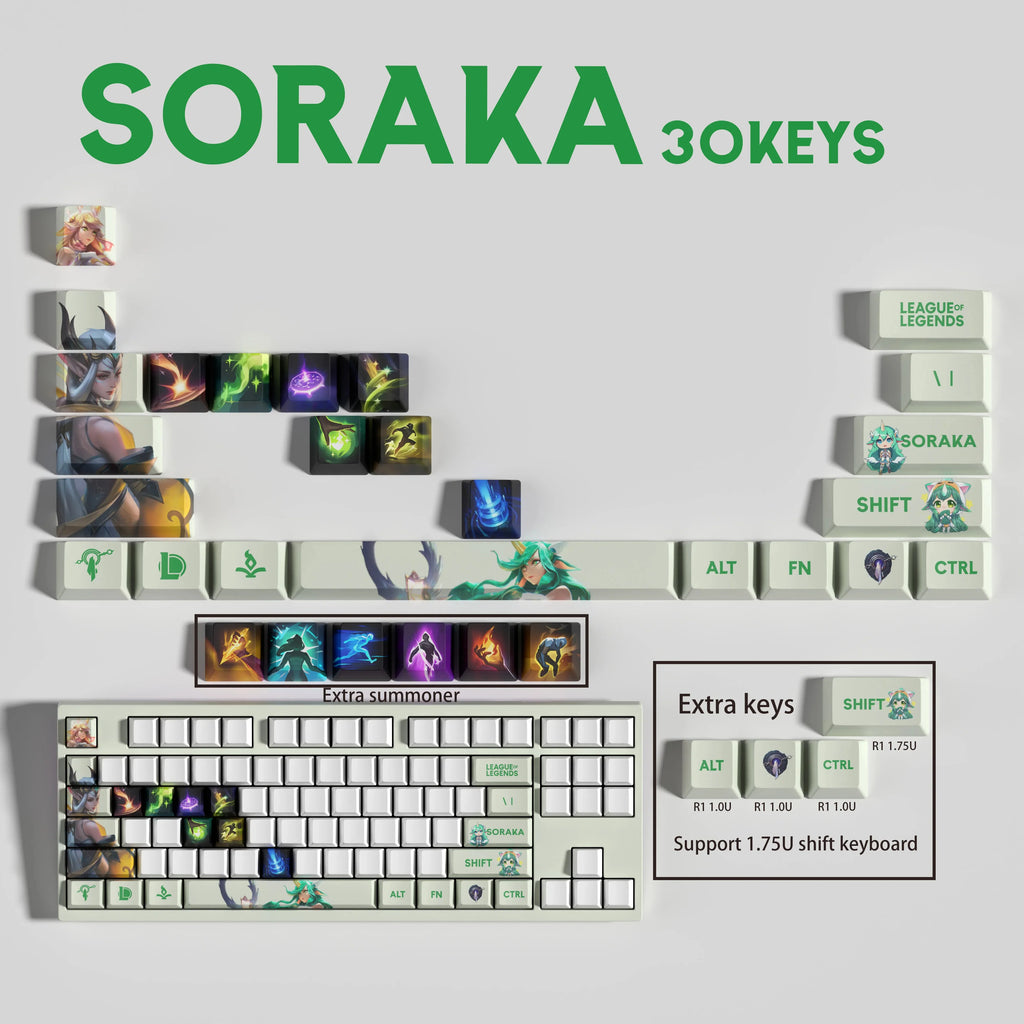SPECIAL EDITION Fan-Made Soraka KEYCAPS – 30, 14, 12 keys