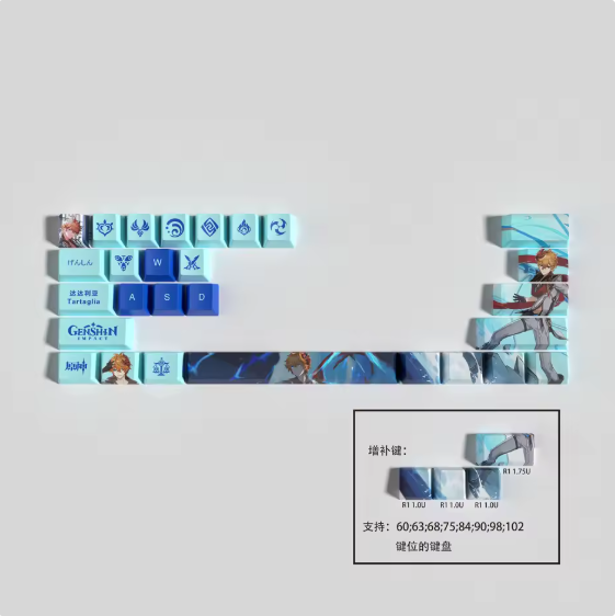 Genshin Impact Tartaglia Keycaps – Limited Edition (29/13 Keys)