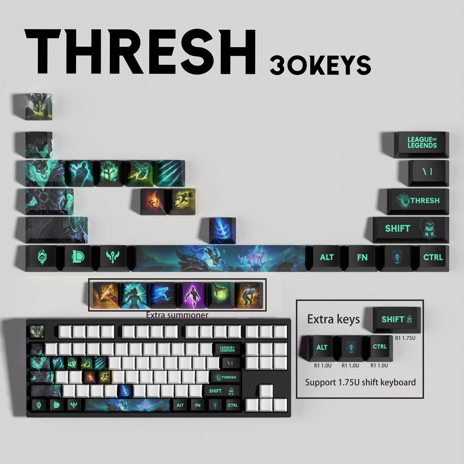 SPECIAL EDITION Fan-Made Thresh KEYCAPS – 30, 14, 12 keys