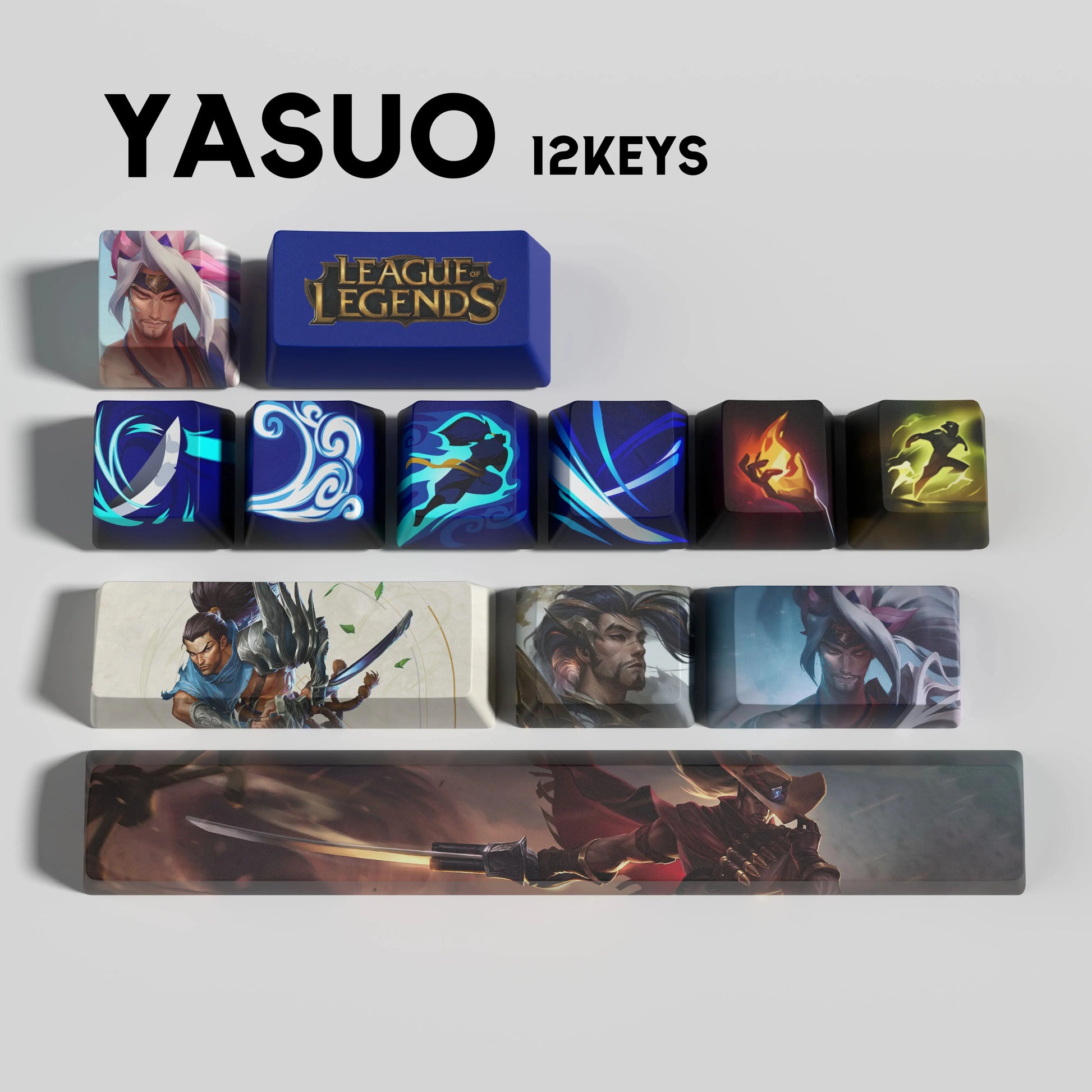 SPECIAL EDITION Fan-Made Yasuo KEYCAPS – 30, 14, 12 keys