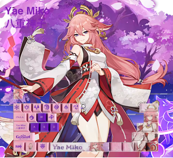 Genshin Impact Yae Miko Keycaps – Limited Edition (29/13 Keys)