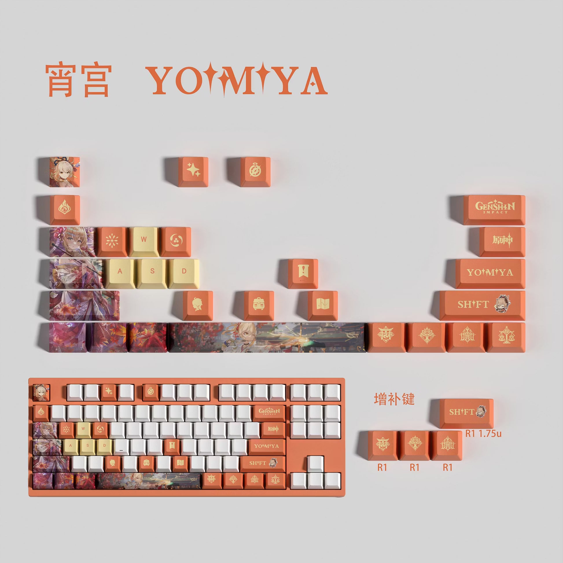 Genshin Impact YOIMIYA Keycaps – Limited Edition (29/13 Keys)