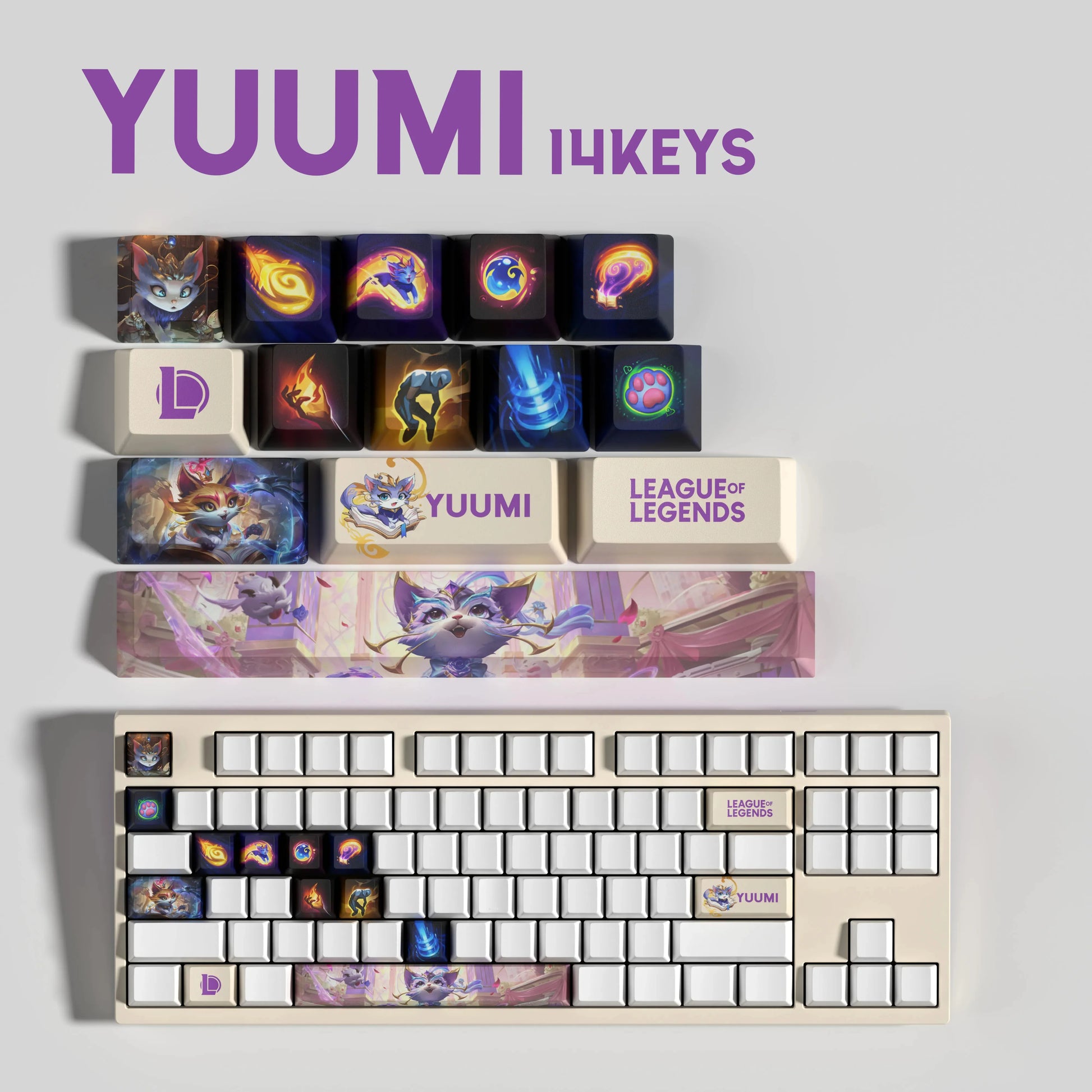 SPECIAL EDITION Fan-Made Yuumi KEYCAPS – 30, 14, 12 keys